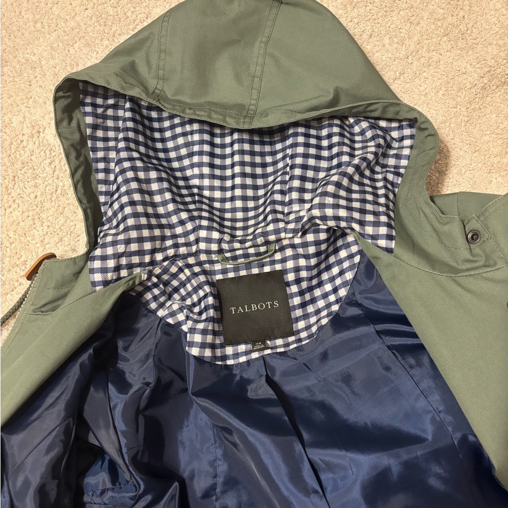 Talbots Olive and Navy Hooded Parka/Rain Coat - Picture 5 of 7